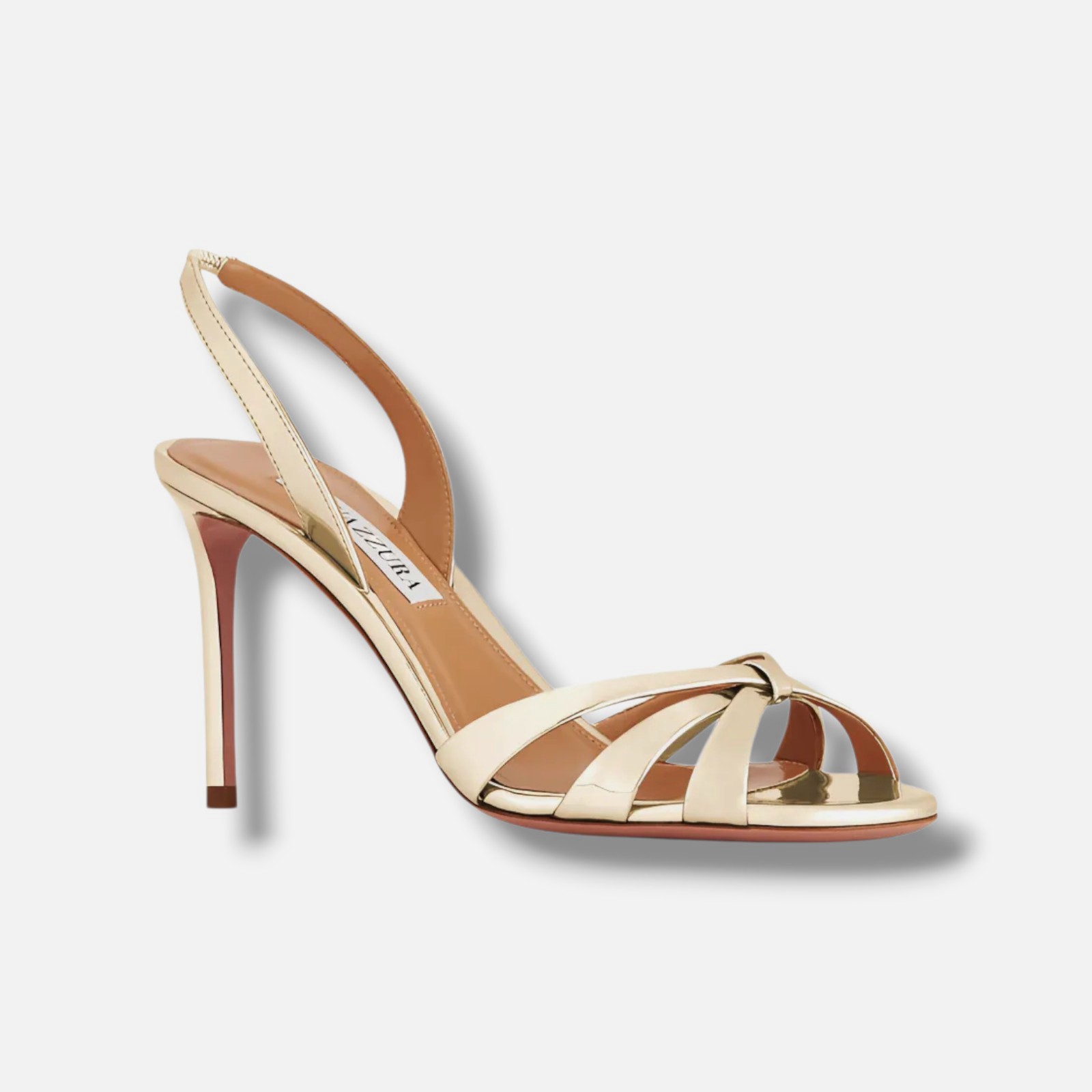 Aquazzura Women’s Gold Tati 85 Metallic-Leather Slingback Sandal Size EU:37 US:7