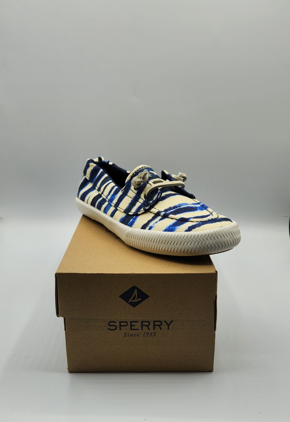 Sperry Lounge Away 2 Tie Dye Navy Slip On Boat Shoes NIB Women’s Size 6.5