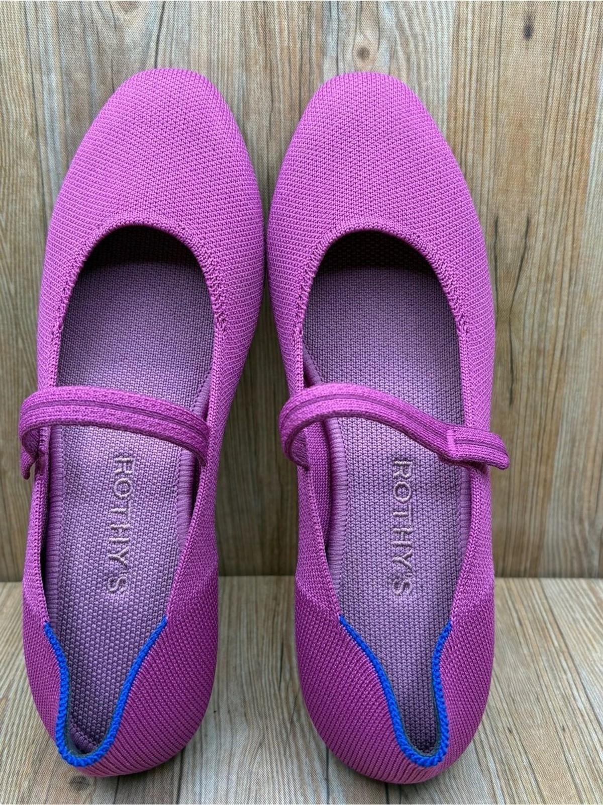 Rothy’s The Square Womens Mary Jane Flats Purple Knit Round Toe Size 7