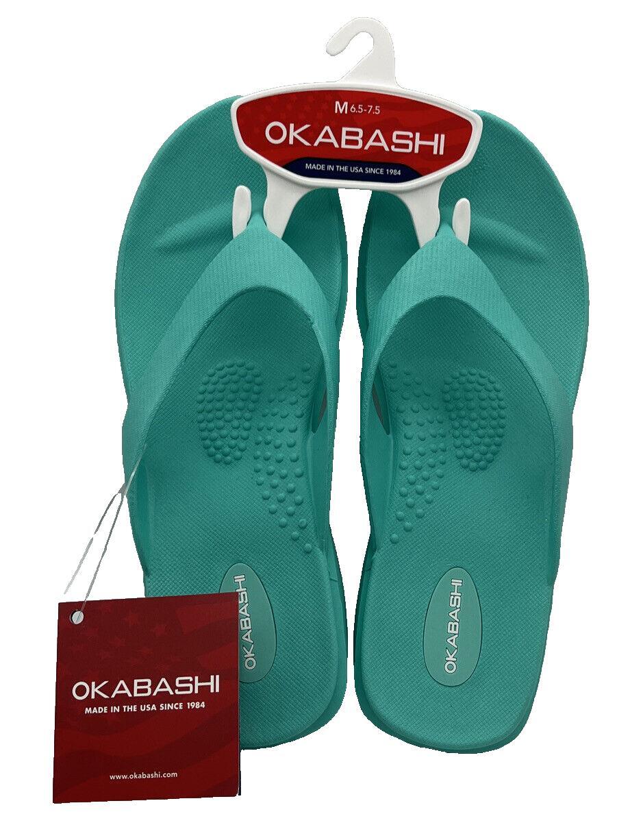 Okabashi Women’s Size M 6.5-7.5 Flip Flops Sea Glass Green Sandals USA