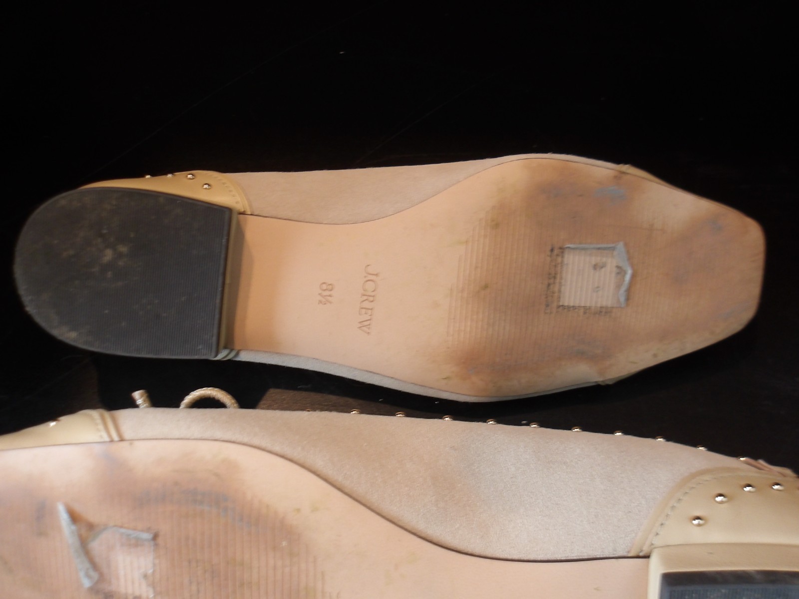J Crew Sophie Ballet Flats 8.5 Studded Suede Italian Leather