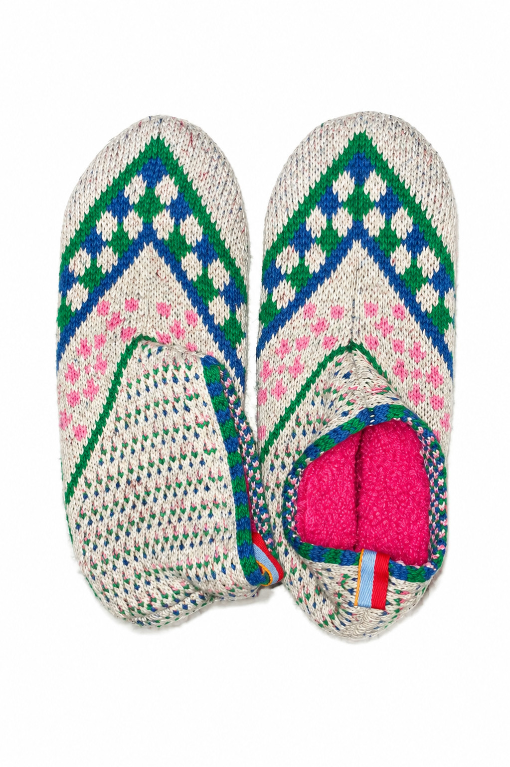 Bombas – Gripper Sherpa Lined Slipper – White/Green/Blue/Pink – Size L