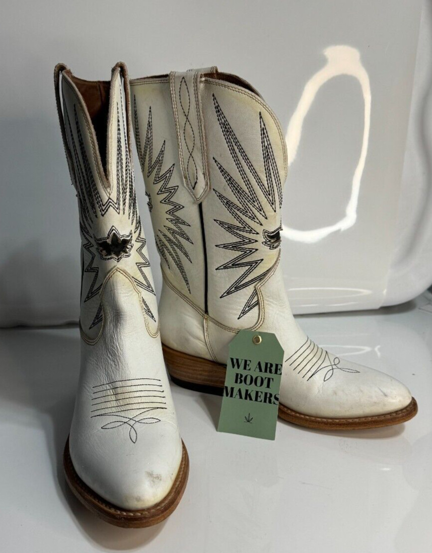 Mezcalero boots Mezcal White Cowboy Boots Size 6.5 Pre-Owned Handmade Leather