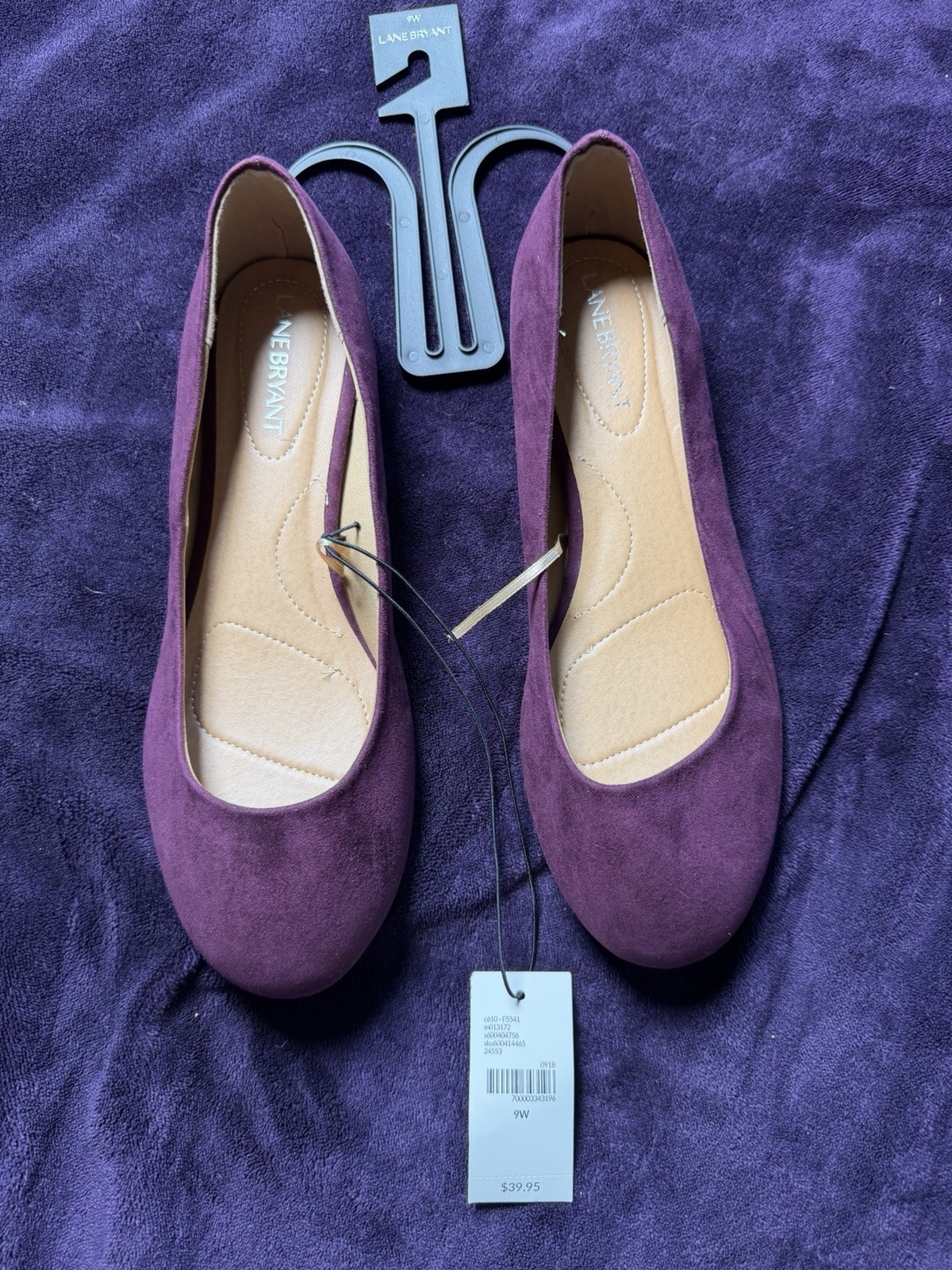 Lane Bryant Women’s Plum Purple Faux Suede Ballet Flats Size 9W Wide Width NWT