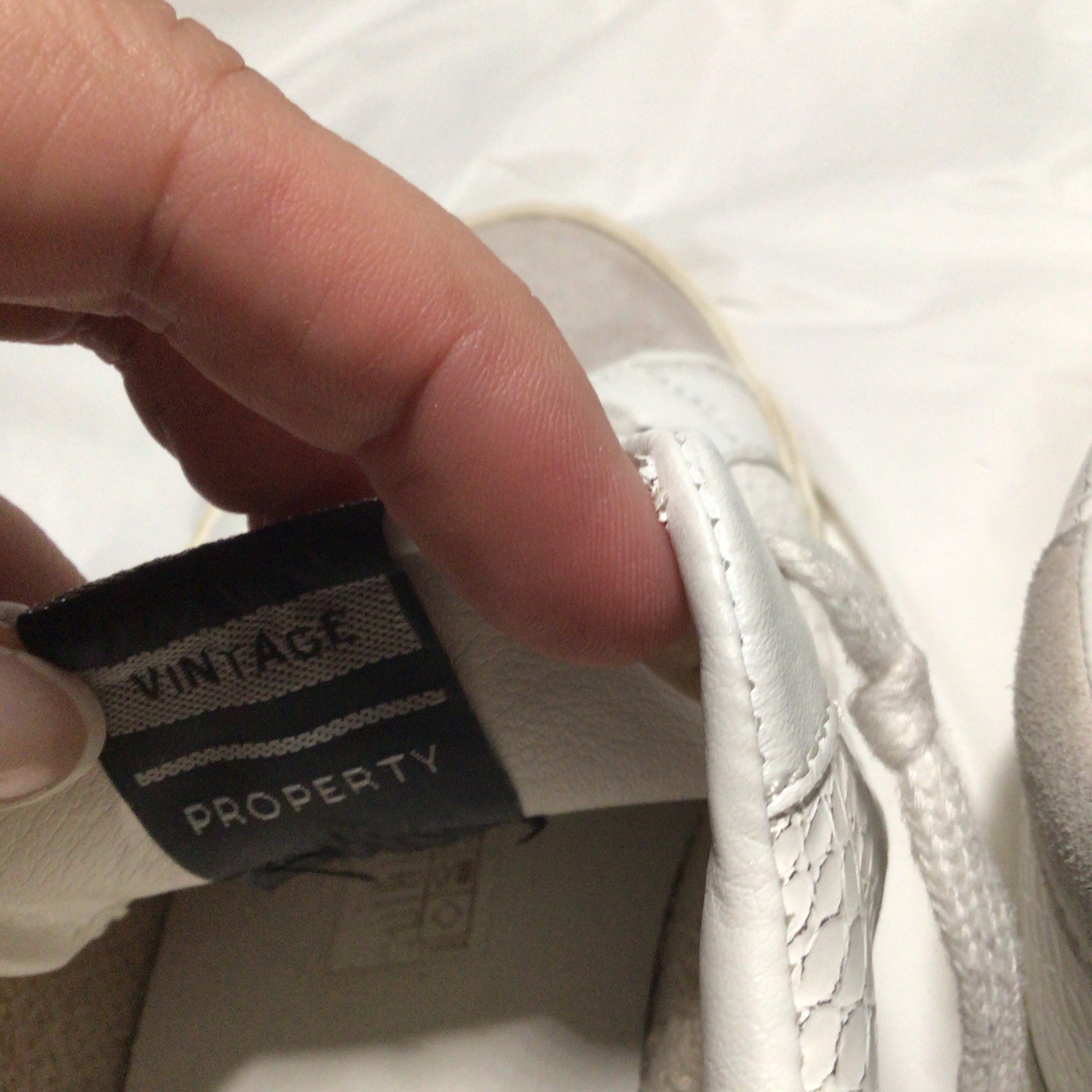 Womens Vintage Havana Silver Snake Sneaker with greige suede-like fabric size 10