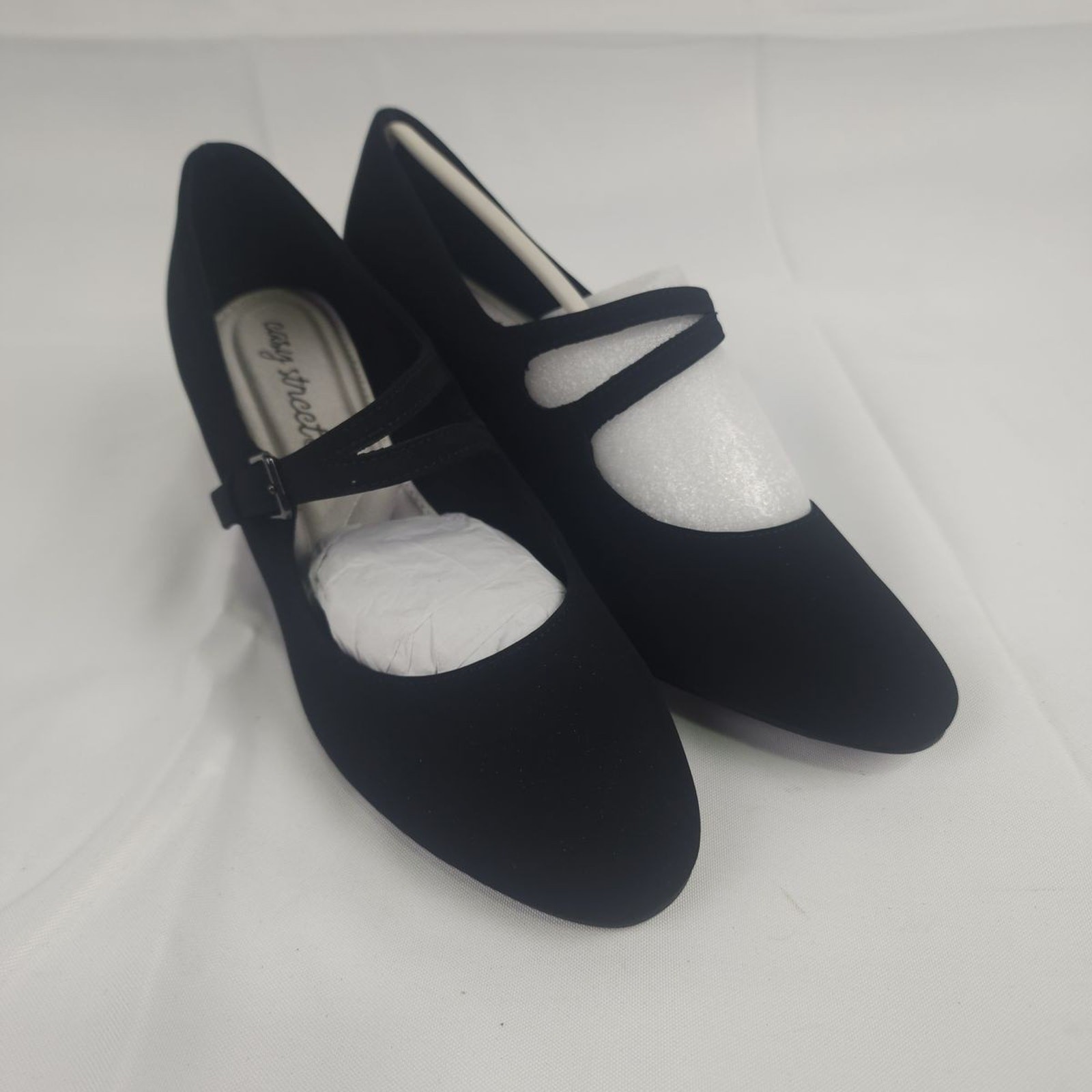 Easy Street Meryl Black Lamy Mary Jane Block Heel Pumps Size 8 N Narrow