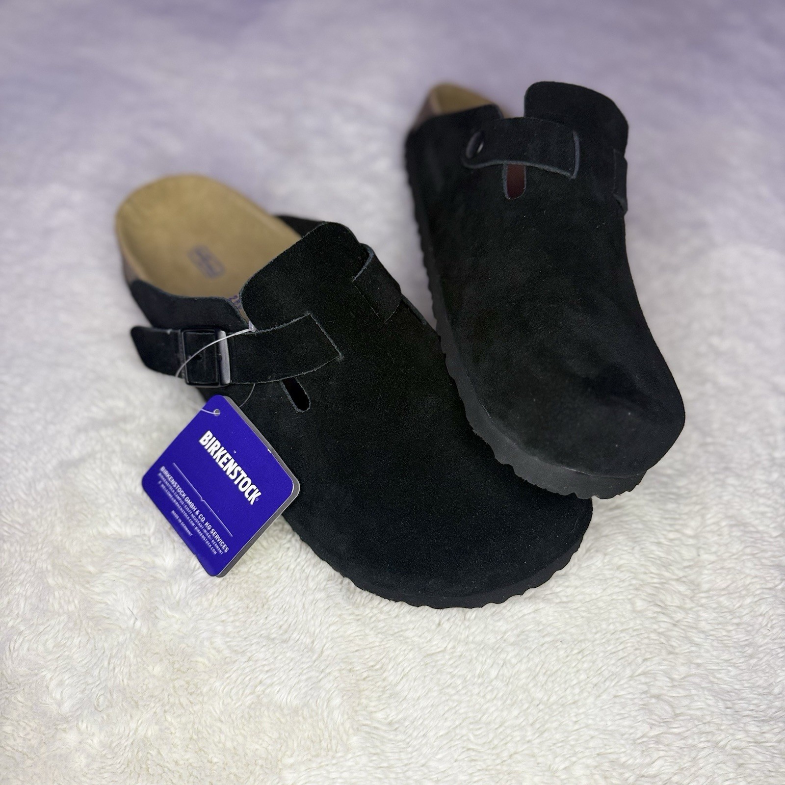 Birkenstock Boston Women’s Size 10 US 41 EU Black Suede Clogs Soft Footbed