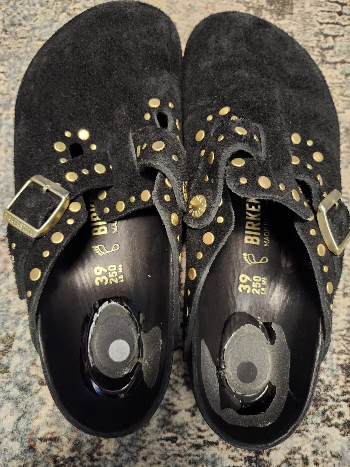 Birkenstock BOSTON BLACK SUEDE RIVET CLOG