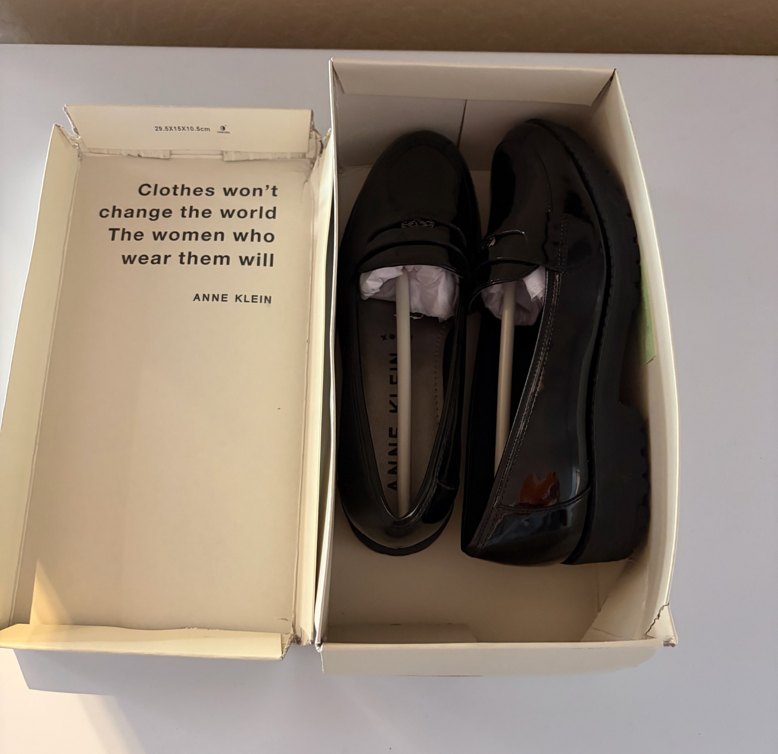 Anne Klein iflex black patent leather penny loafer heel womens 6.5 Akbenson NIB