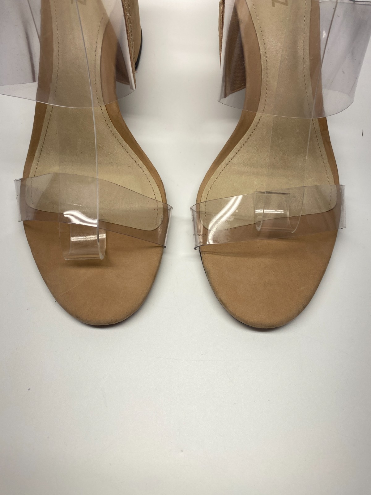Schutz Womens Victorie Nude Clear Strap Heel Sandal Sz 9.5