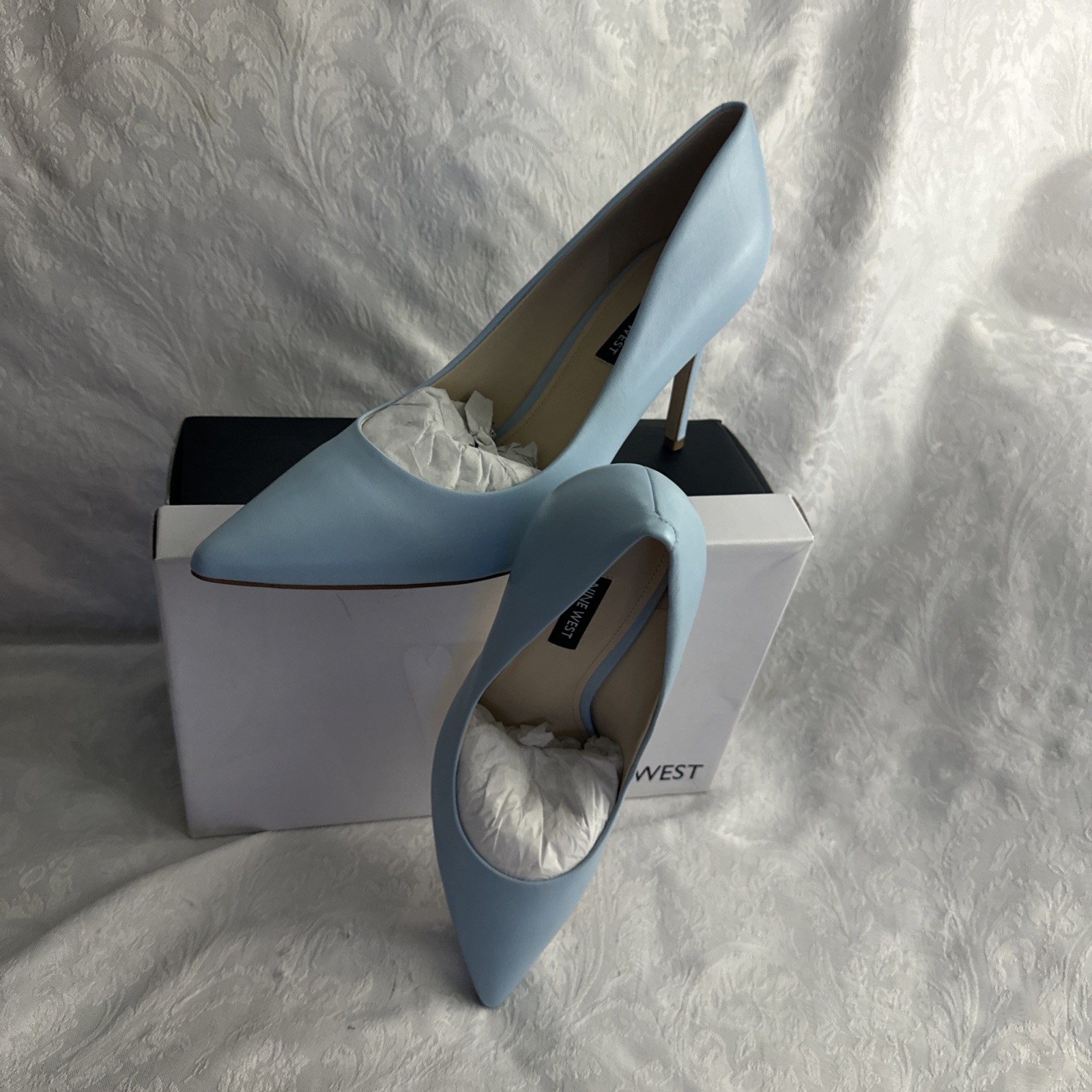 NINE WEST EZRA POINTED TOE PUMPS MEDIUM BLUE 420 SZ 12 MED BNIB