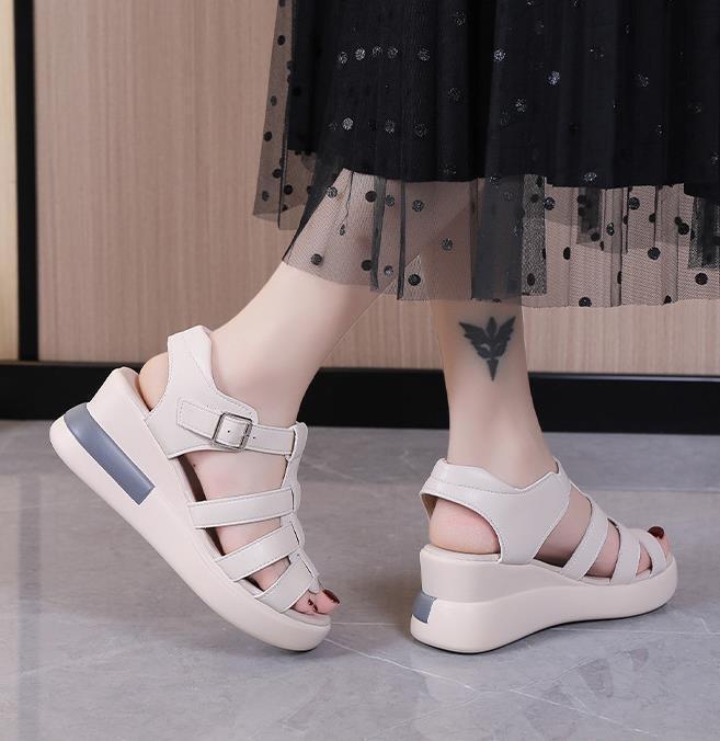 New Women Platform Wedge Sandals High Heels Summer Peep Toe Buckle Shoes Pumps