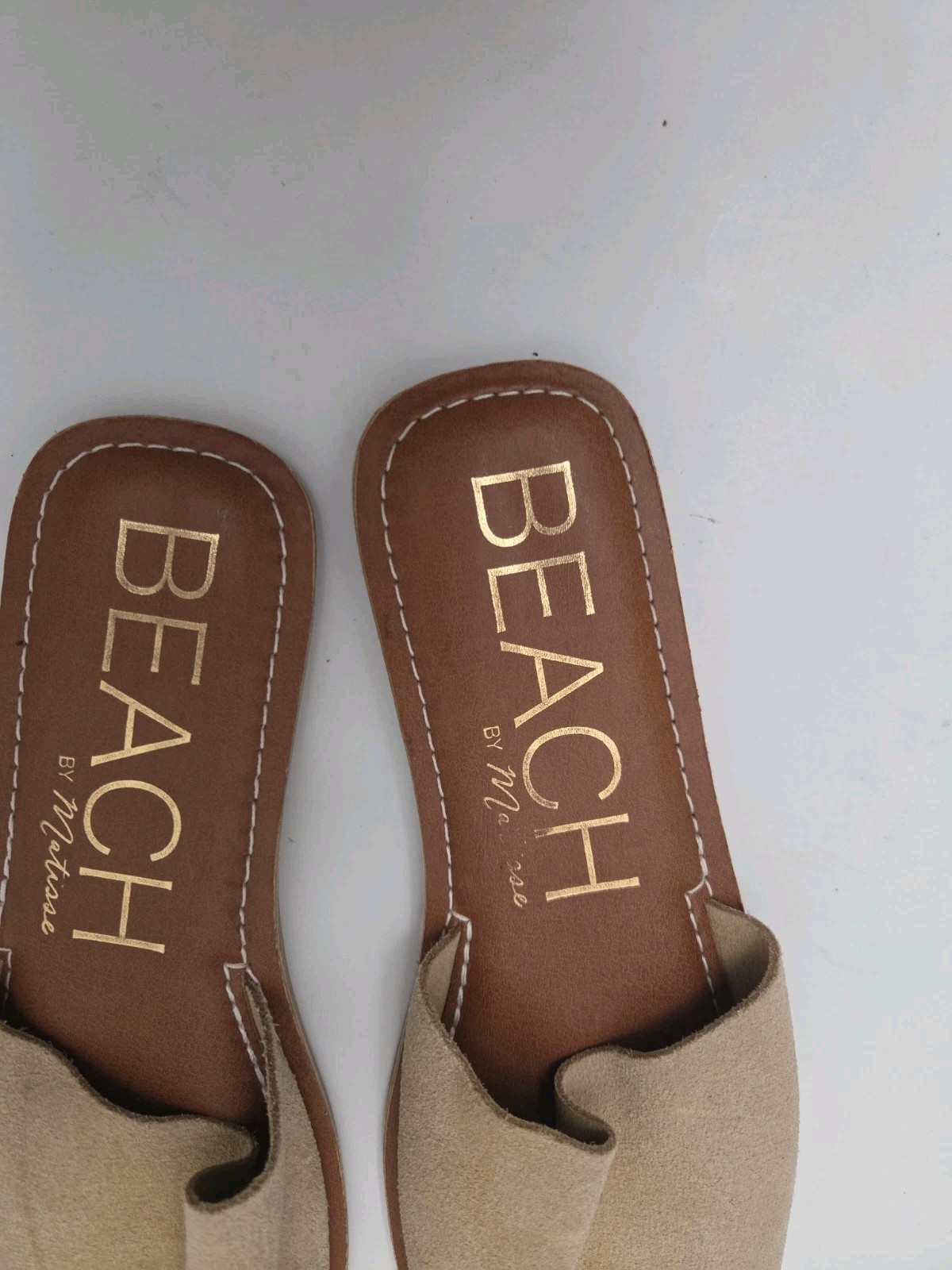 Beach By Matisse Cream Bali Slide Womens Sandal Size 7 M Tan Leather Flat Mule