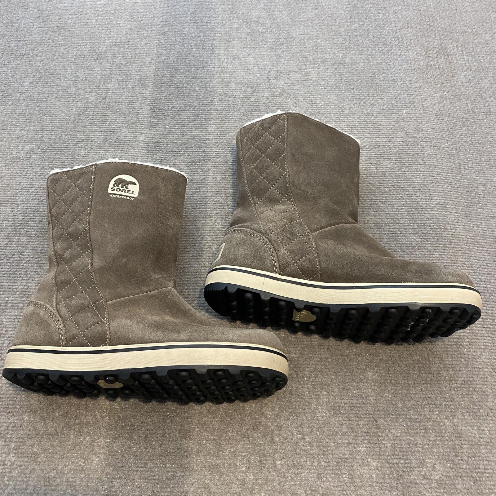 Sorel Snow Boots Womens Size 7 Brown Suede Faux Fur Waterproof NL1975-269