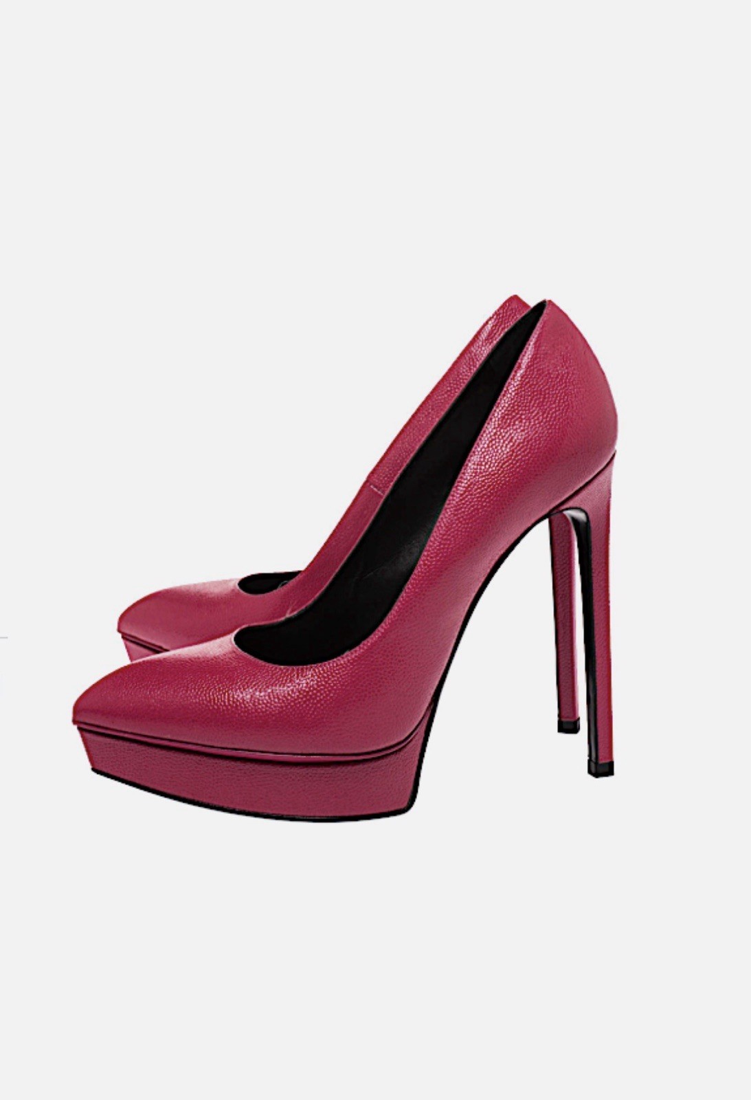 Saint Laurent Paris Janis Platform Pump Fuchsia Pink Leather 37+ 37 37.5 Box!