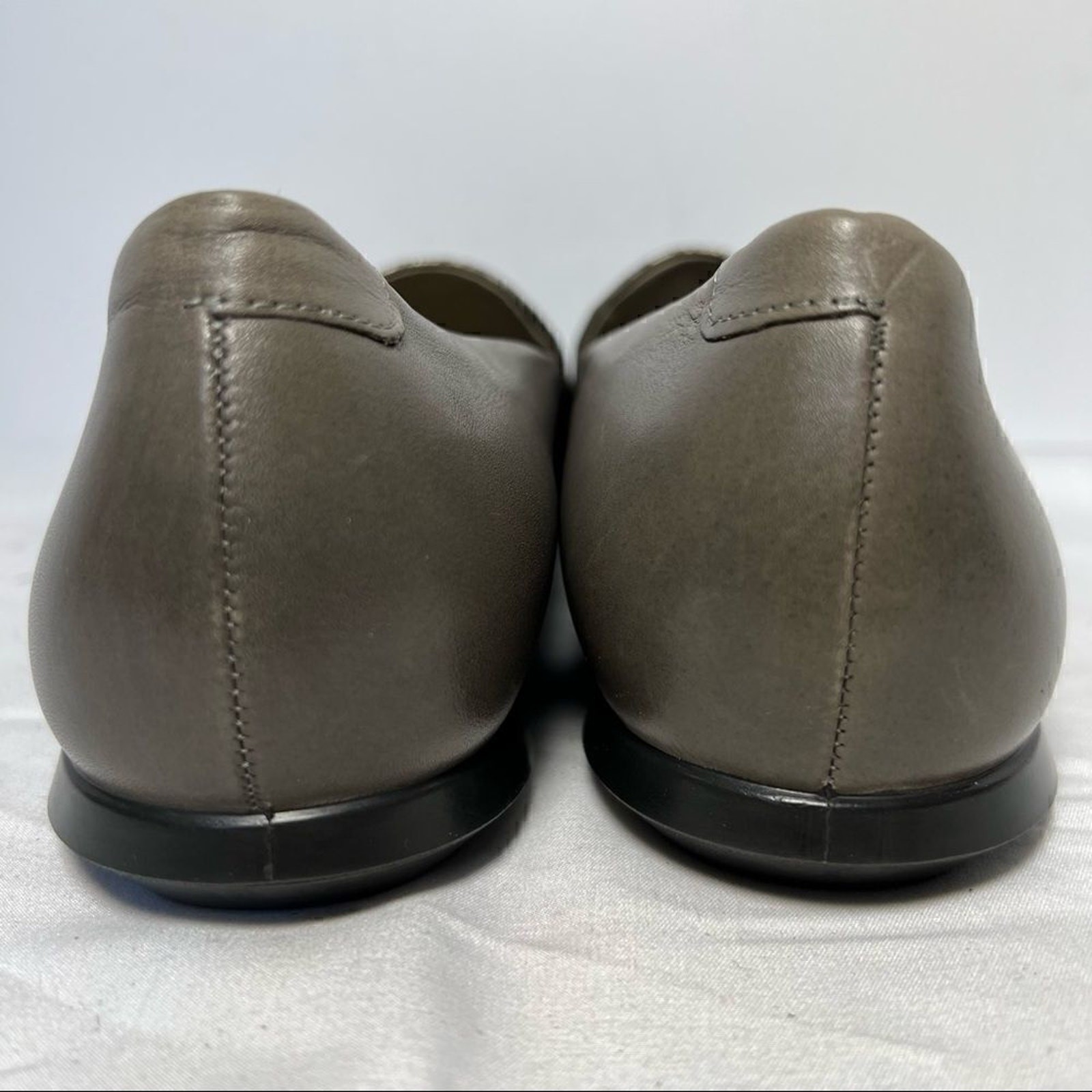 Ecco Touch Ballerina 2.0 Warm Grey Leather Flats Womens EU 40 US 10