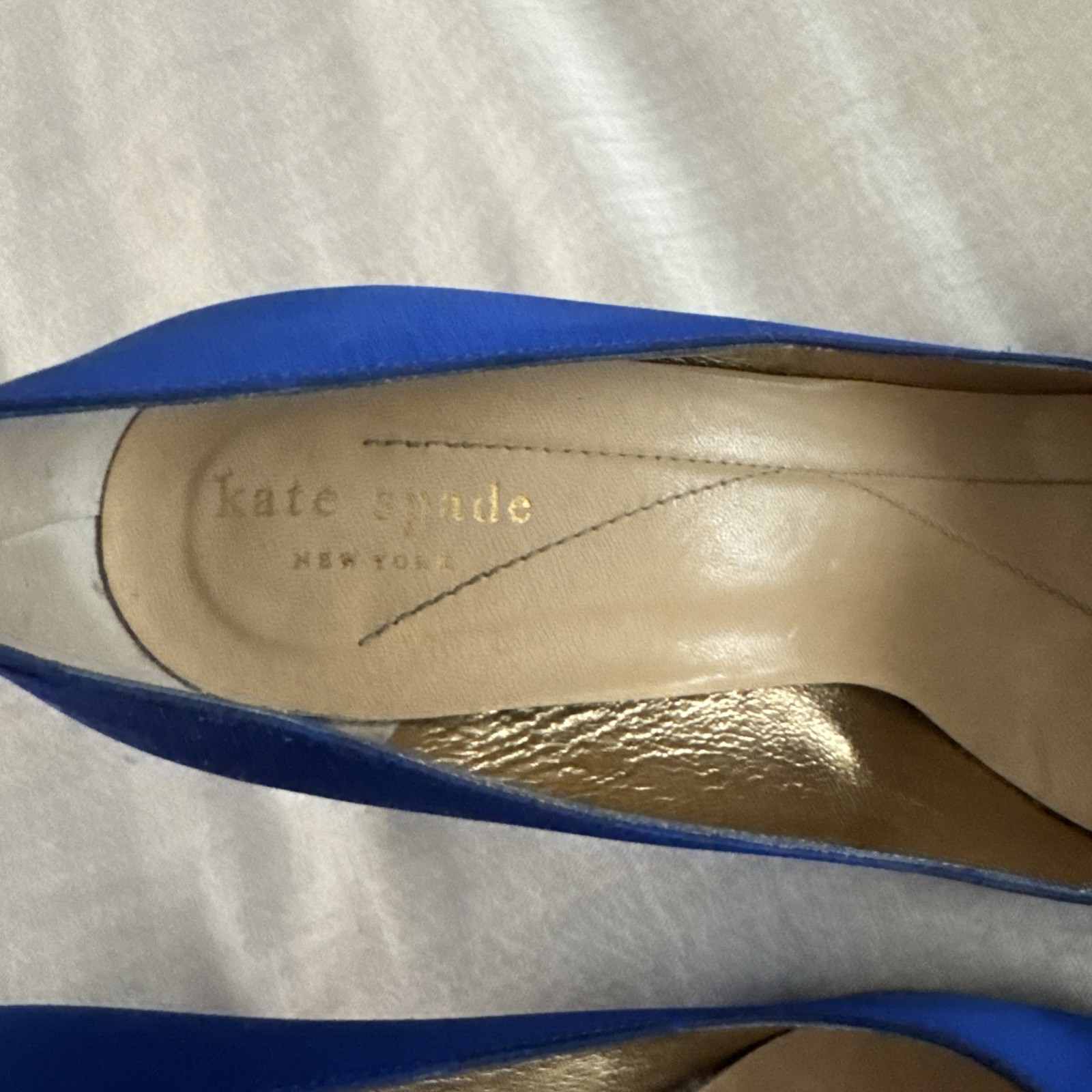 Kate Spade Royal Blue Satin Heel And With Flower