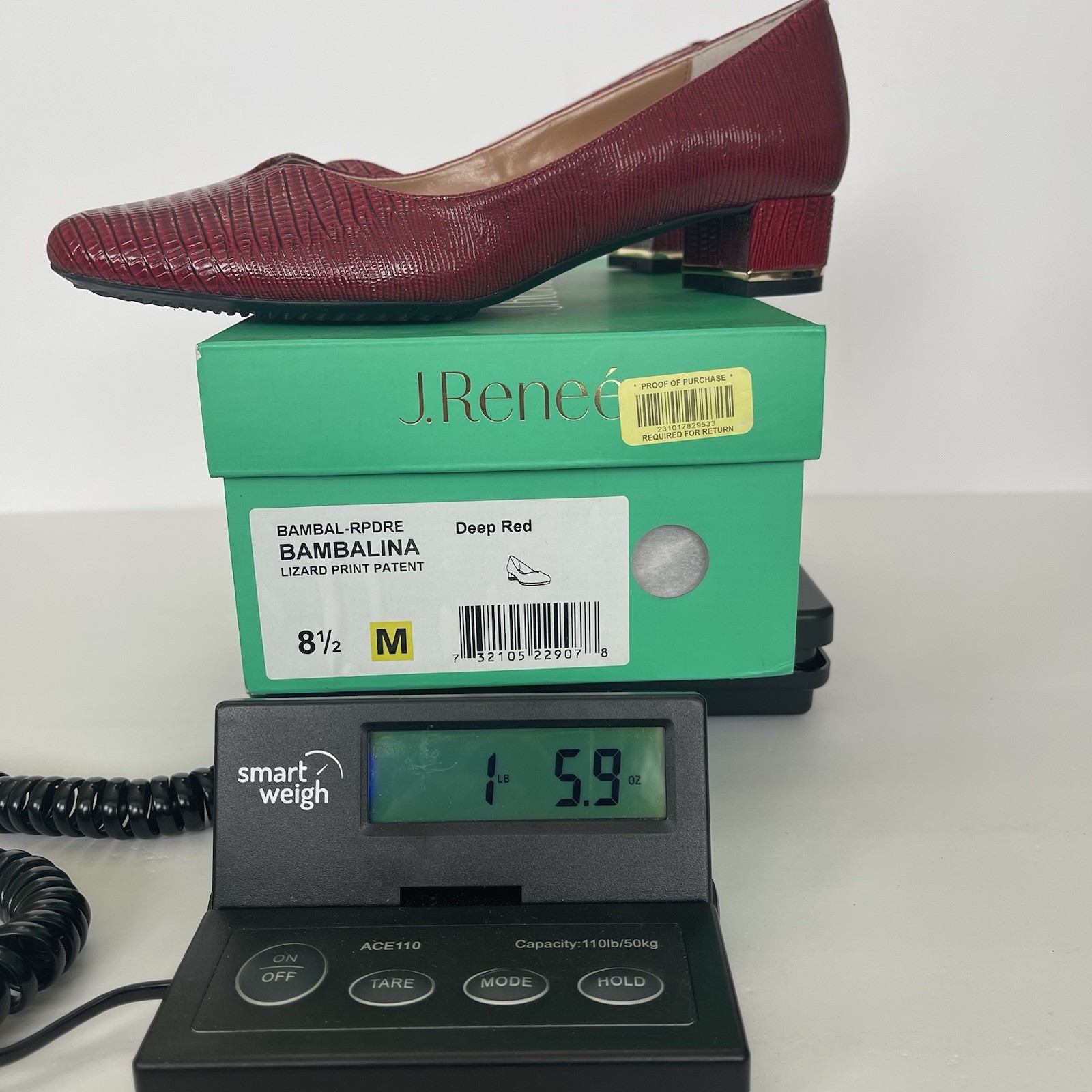 J. Renee Bambalina Lizard Print Red Patent Size 8.5 NEW Career Church Holiday