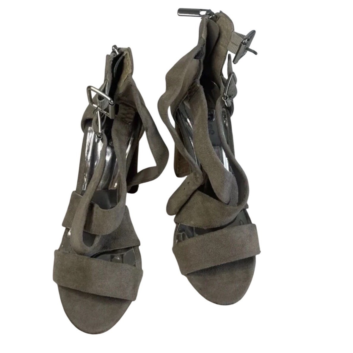 Carlos By Carlos Santana Taupe Suede Strappy Heel Buckle Ankle Size 6