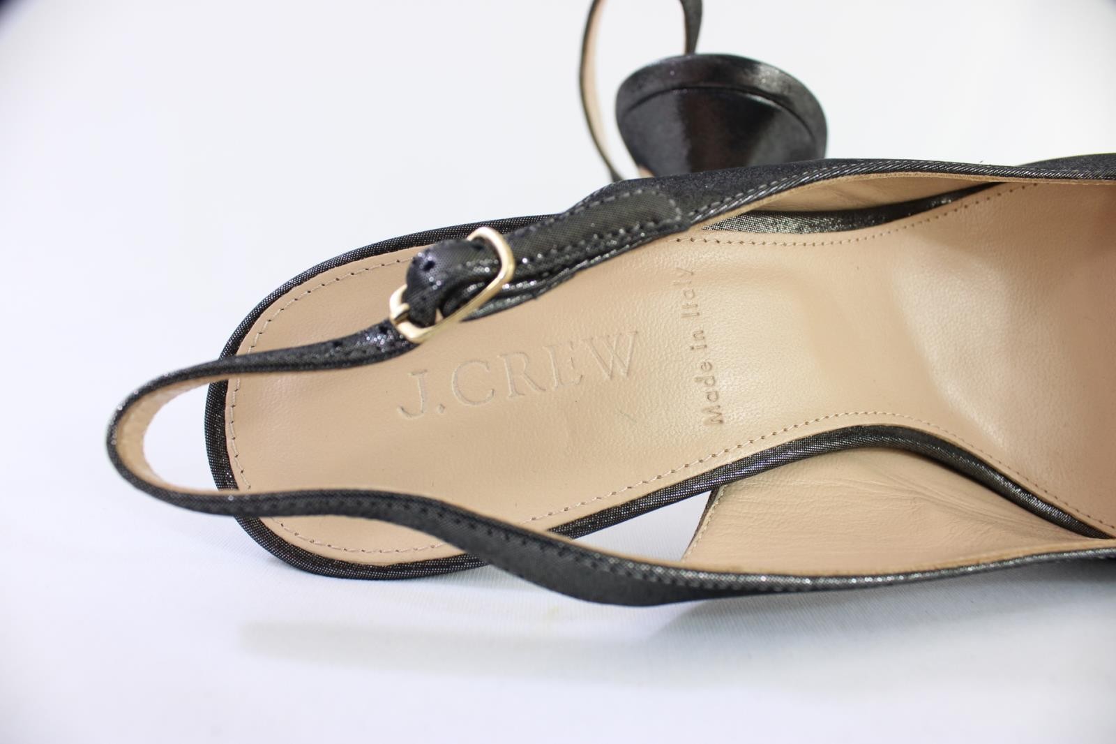 J.Crew NWOB Metallic Charcoal Black Pointed Toe Slingback Pump Heel Shoe 9