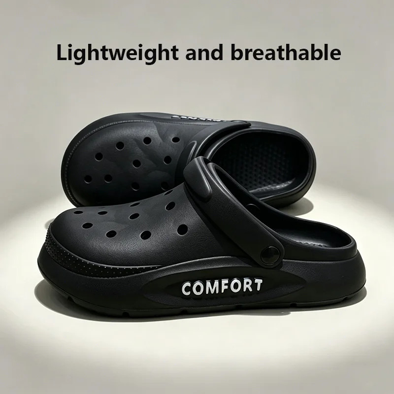 Women’s Men’s Slippers Summer Anti-slip Couple Hollow Covered Toe Indoor Outdoor