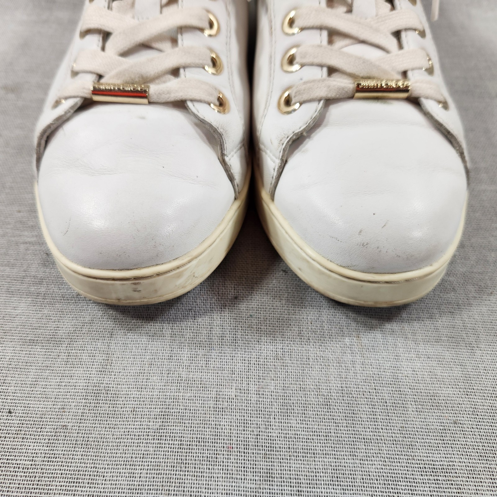 Jimmy Choo Womens Size 8 Rhinestone White Leather Lace Sneakers SEE DESCRIPTION