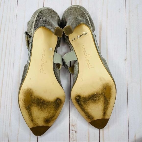 Paul Green Single Cross Strap Heels pumps Shoes Metallic glitter silver size 5