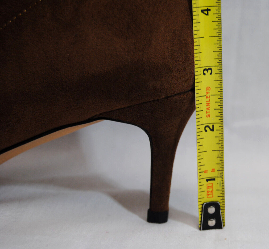 Divanne Womens Ankle Boots Pointed Toe Mid Calf Stretchy Suede Kitten Heel T2363