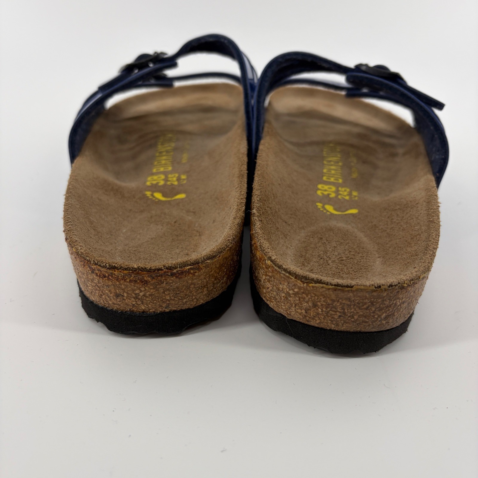 Birkenstock Sandals Granada Blue Patent Leather Strappy Womens 7 EU 38