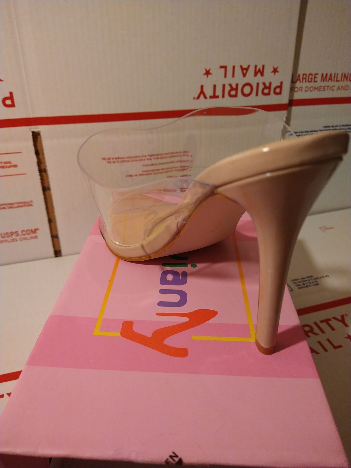 VIVIANLY Clear Pointed Toe Heels Sandals Transparent Strap Stiletto High Heel