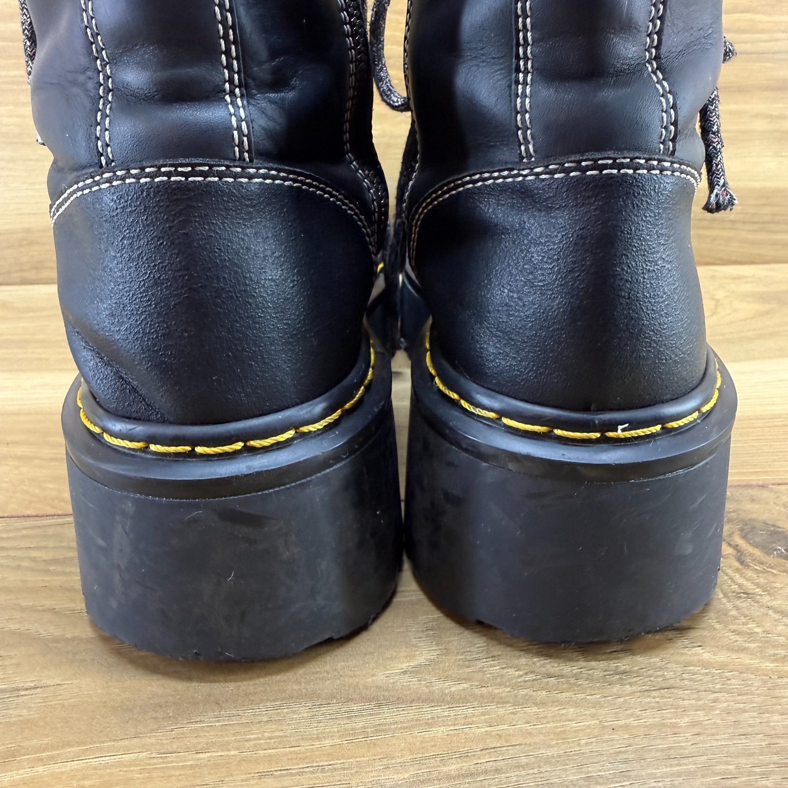 CHENDAN Chunky Platform Boots Womens 8 EU 38 Black Leather Grunge Goth Punk Y2K