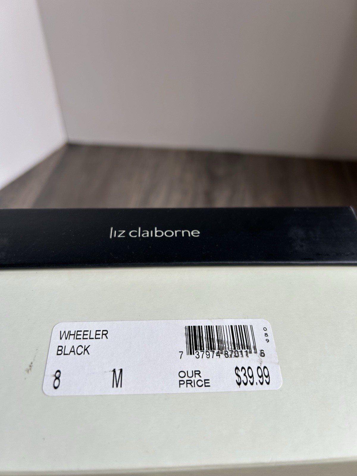 NIB Vintage Liz Claiborne «Wheeler» Sz 8M Black Leather Slip On Mule 2.5 » Heel