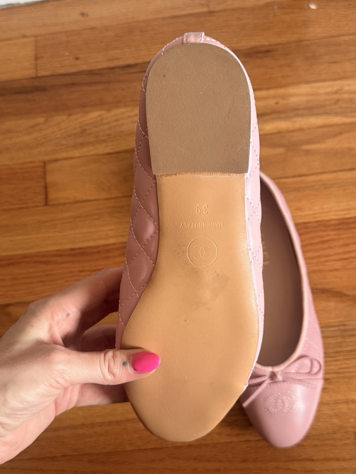 size 39EU CHANEL 2 Pink Ballerina Flats
