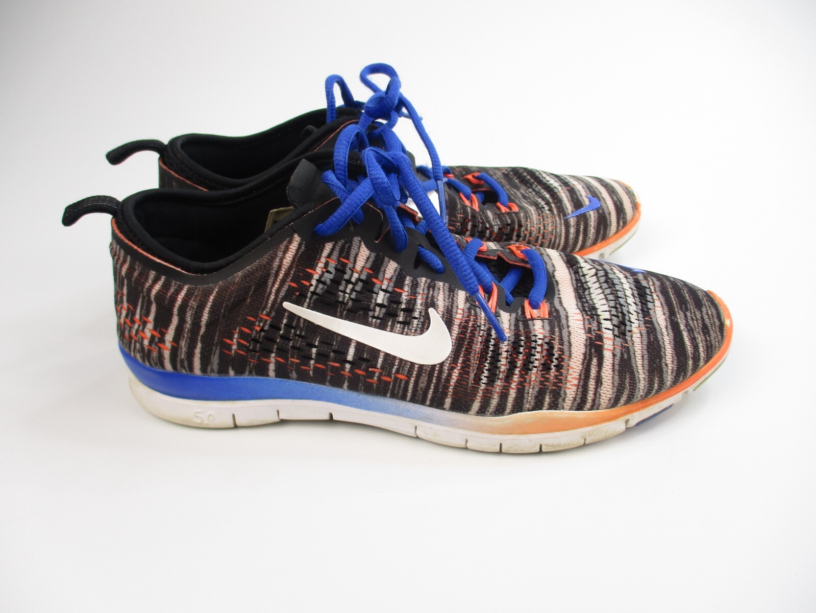 NIKE Free TR Fit 5.0 Running Gym Shoes Womens Size 7.5 Orange Blue Black White