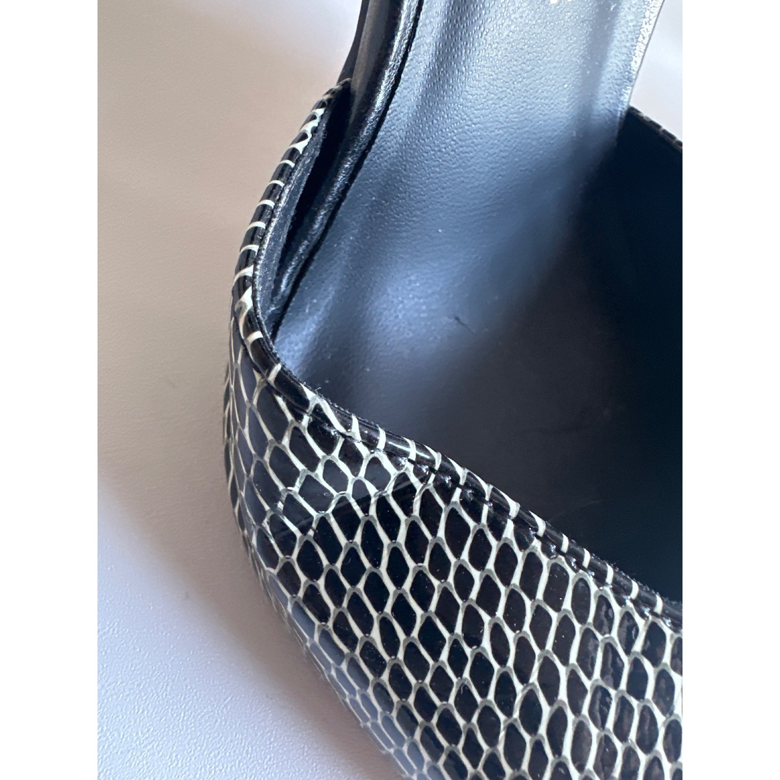 Rock Republic Studded Ankle Strap Heels Pointed Toe Black White Pumps 7.5