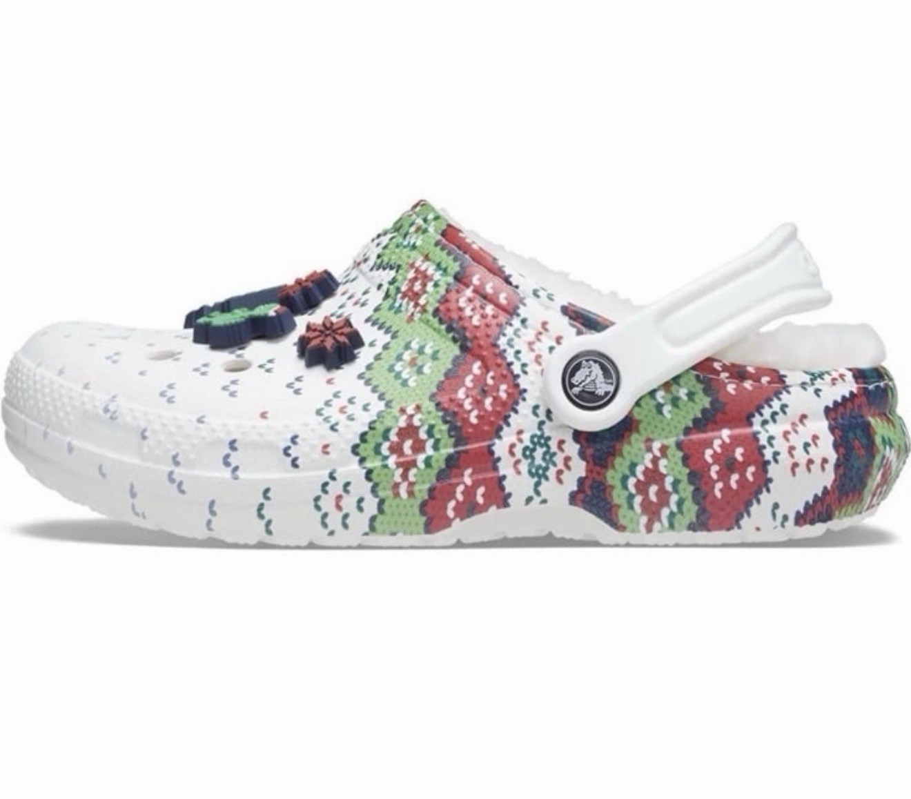NWT Crocs Classic Lined Holiday Charm Clog White/Multi M5/W7 EU 37-38 207687