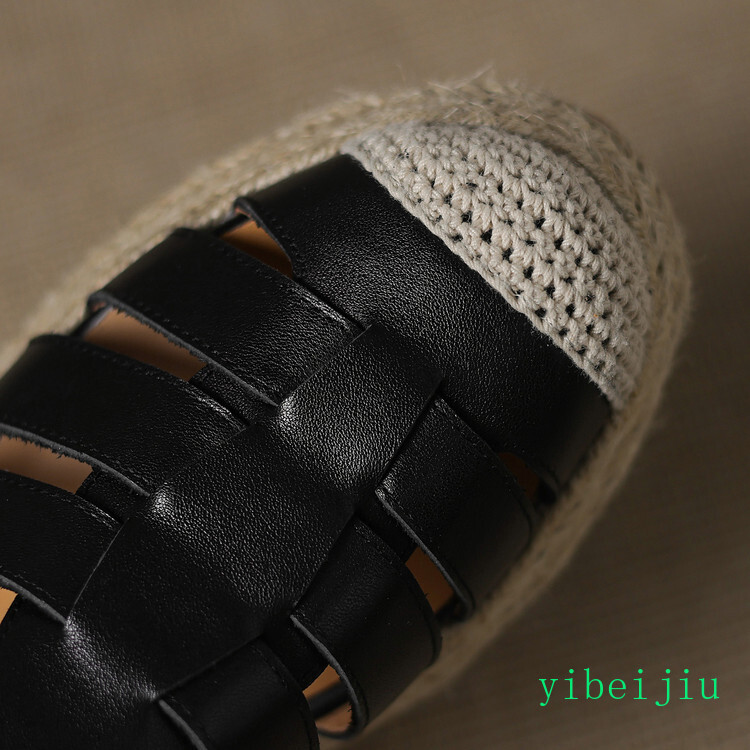 Women’s Roman Platform Weave Woven Sole Sandal Leather Shoes Low Wedge Heel 2026