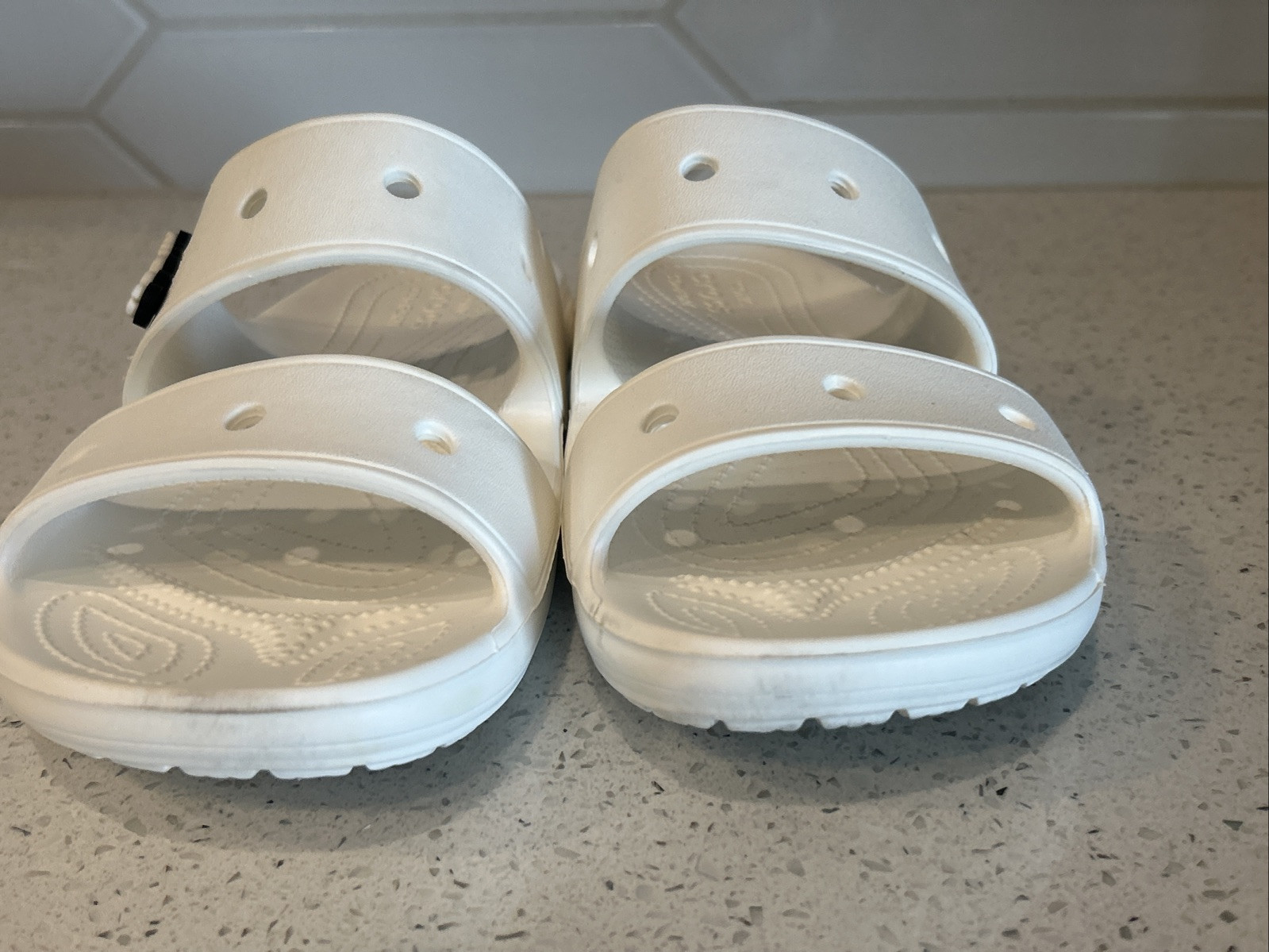 Crocs Classic Two Band Womens White Slip on Slides Sandals 206761 M 8 W 10