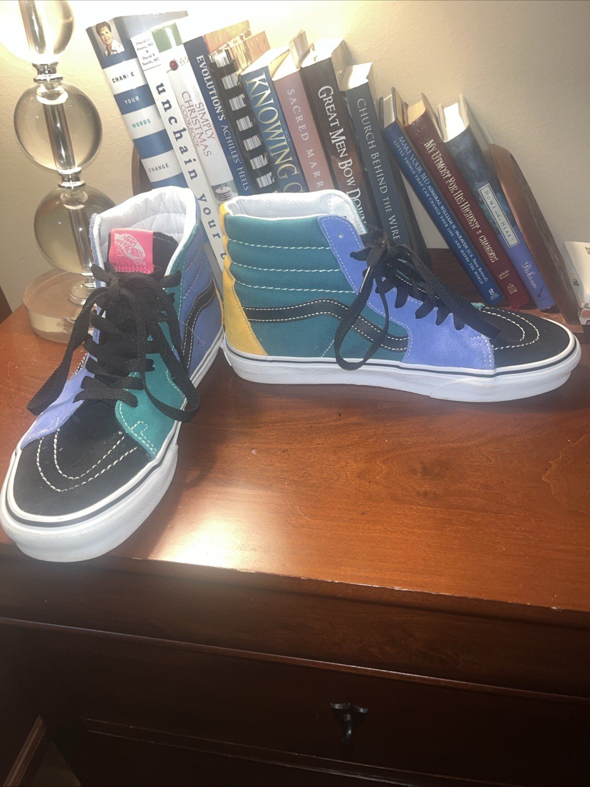 VANS Sk8-Hi Mix Match Women’s Sneakers Blue Green Yellow, Suede, High Top
