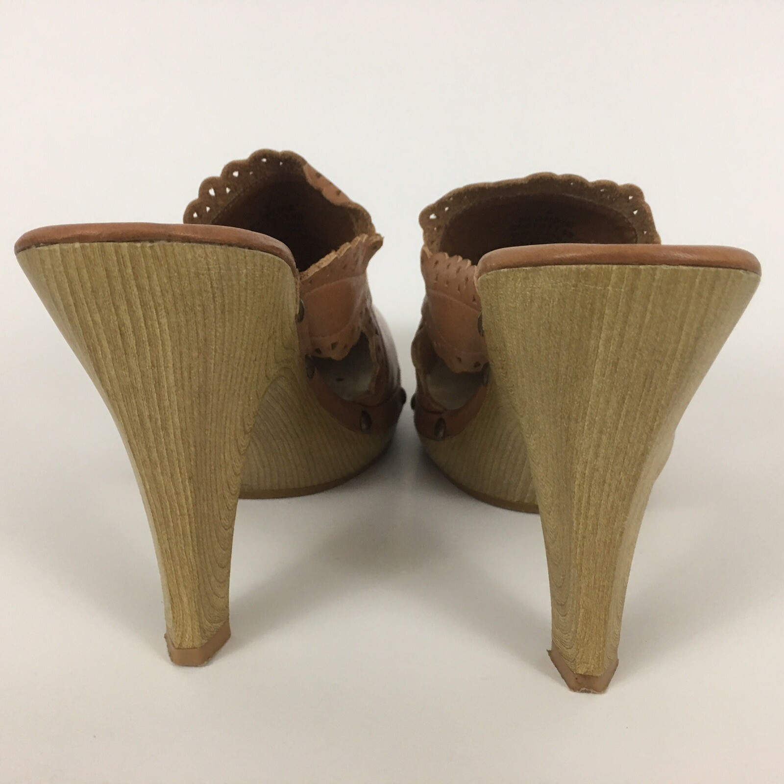 Isaac Mizrahi For Target Womens Blondie Heels Size 9 Tan Mules Leather 096131143