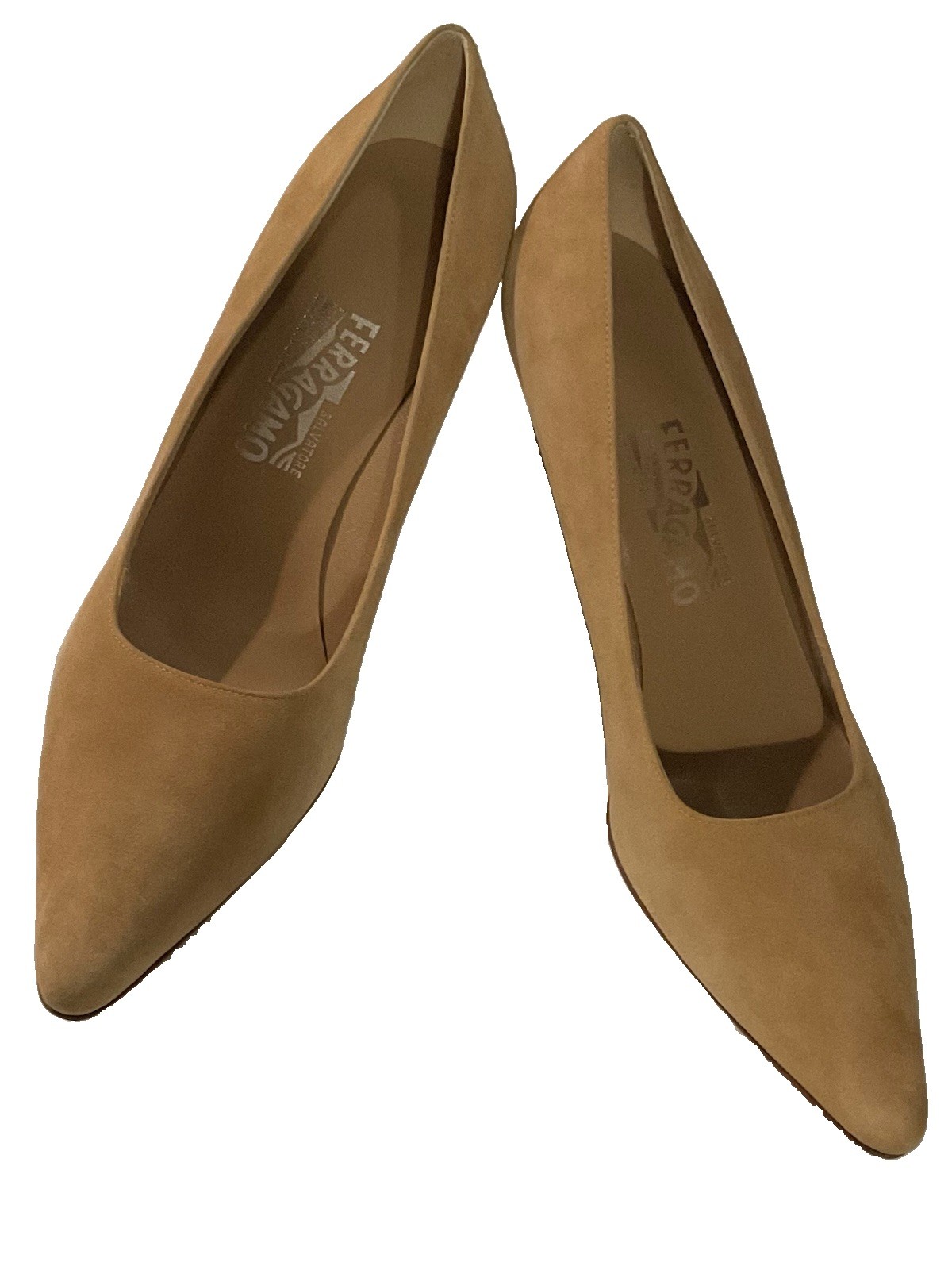 salvatore ferragamo women Camel Suede Pointed Toe Pumps Size 9