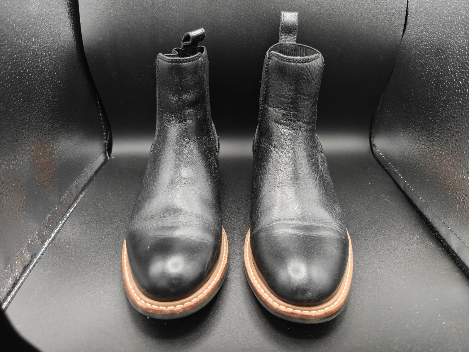 Nisolo Ana Go-To Black Brow Leather Heeled Chelsea Boots Women’s 8 Block Slip-On