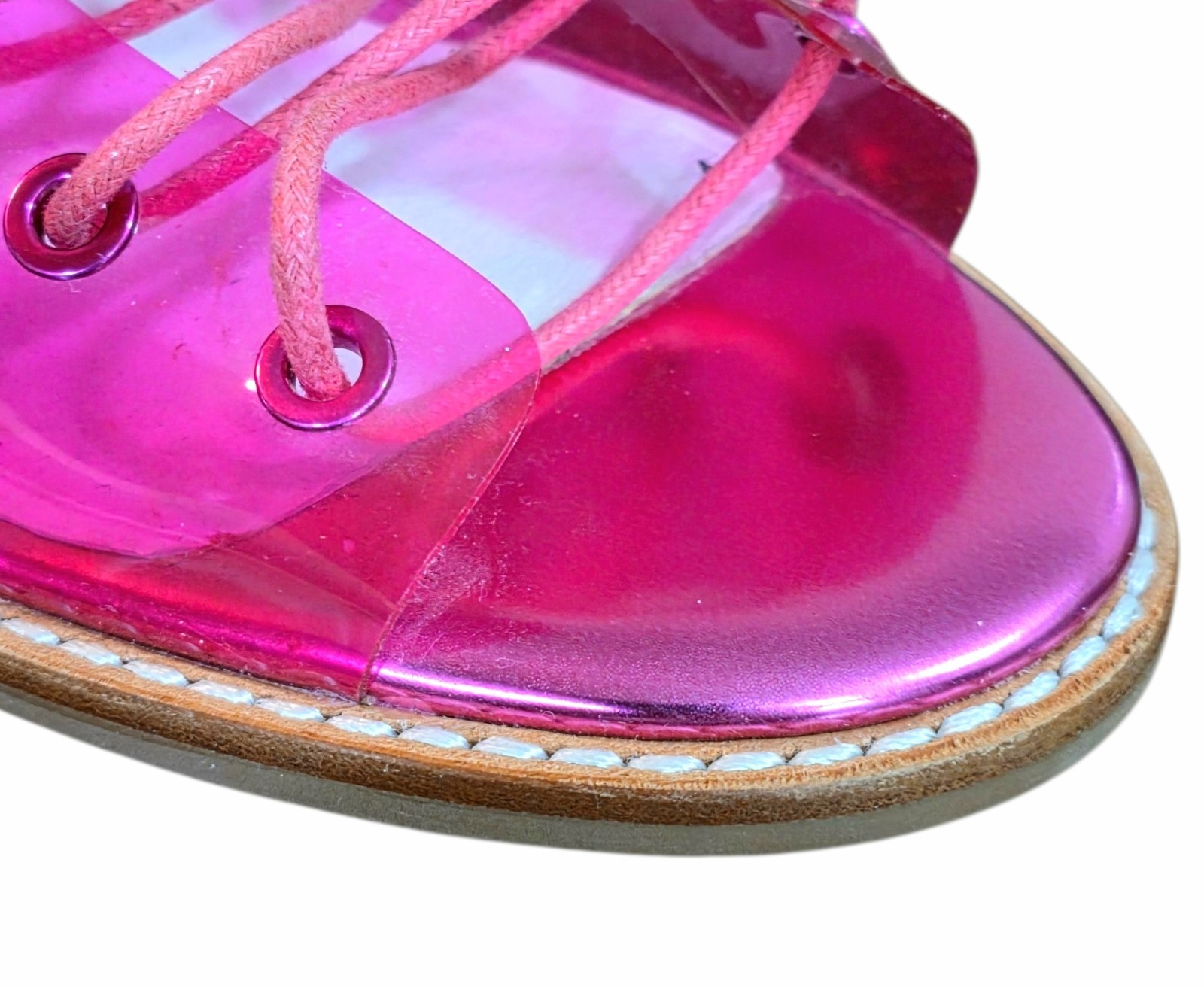 Jeffrey Campbell Free People Minimal Heels Womens 8.5 Pink Vinyl Lace Up Sandals