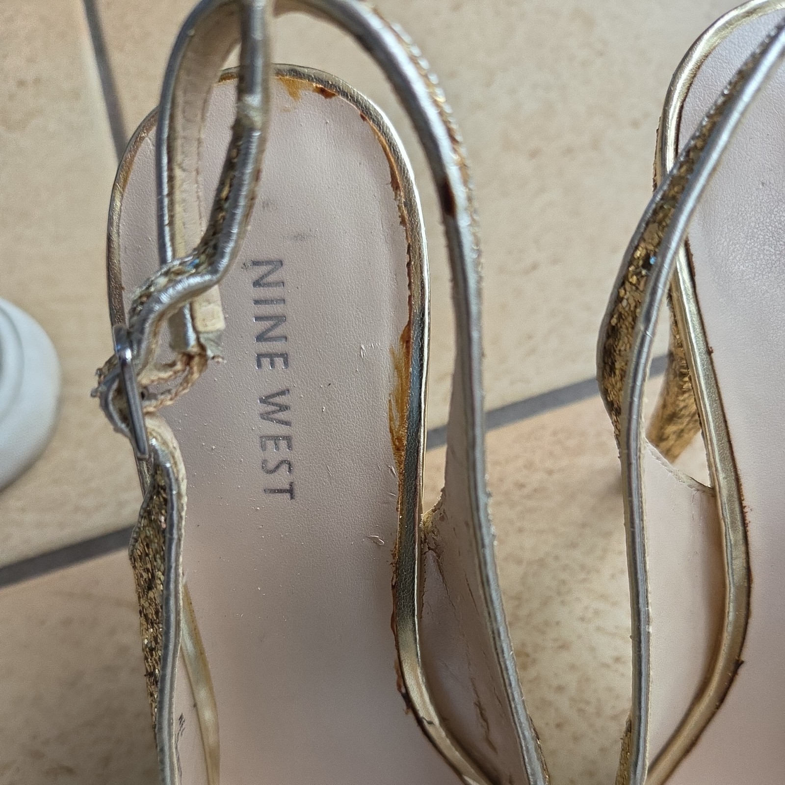 NINE WEST All That Glitter is GOLD Slingbacks High Heels Women Shoes Sz 7.5 👣b4