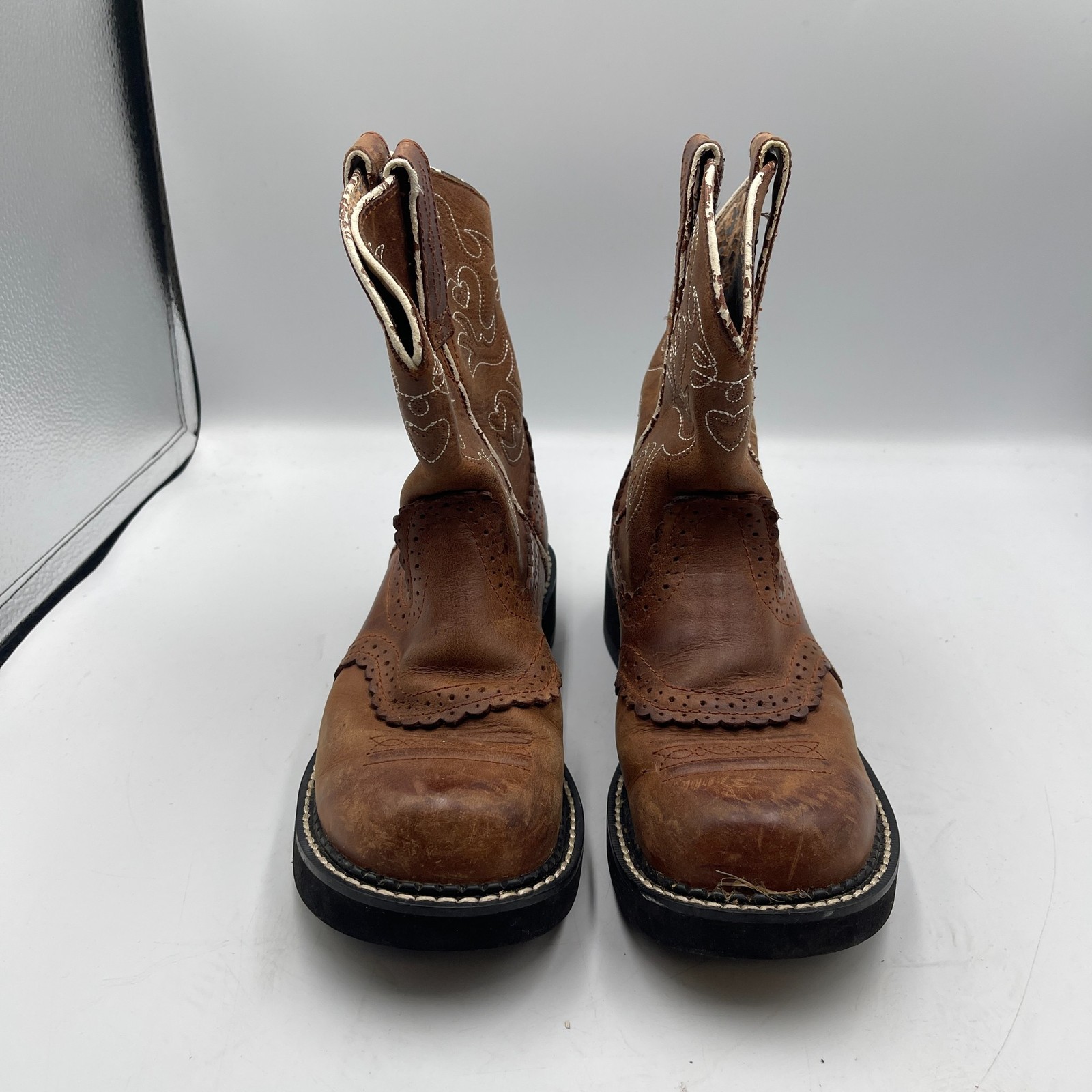 Ariat Fatbaby 10000860 Women’s 7 B Ankle Boots Saddle Leather Cowgirl Western
