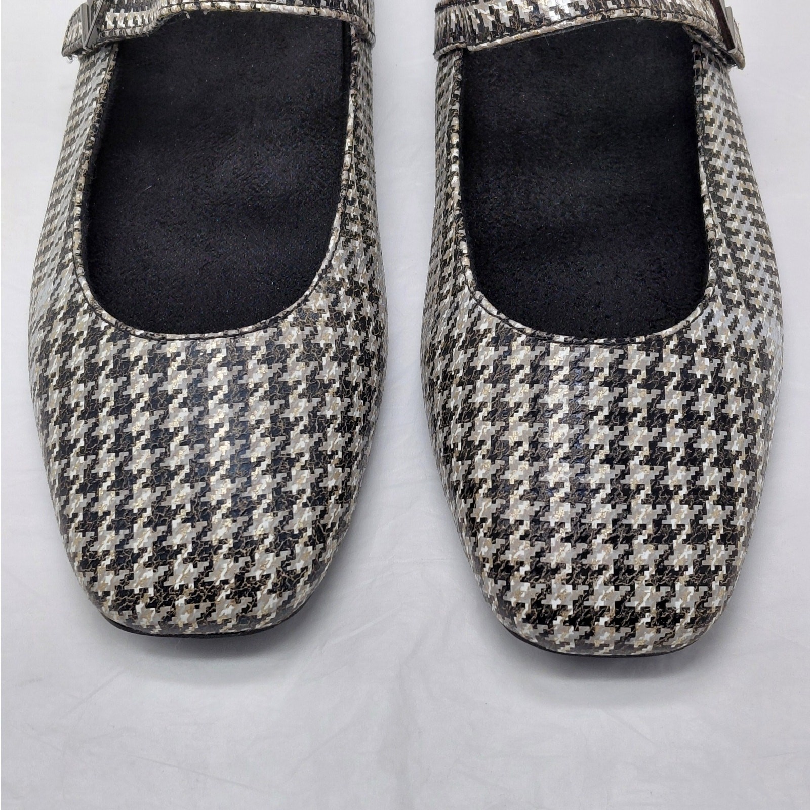 Vionic Mary Jane Ballet Flats Womens Size 6 Houndstooth Plaid Comfort Shoes