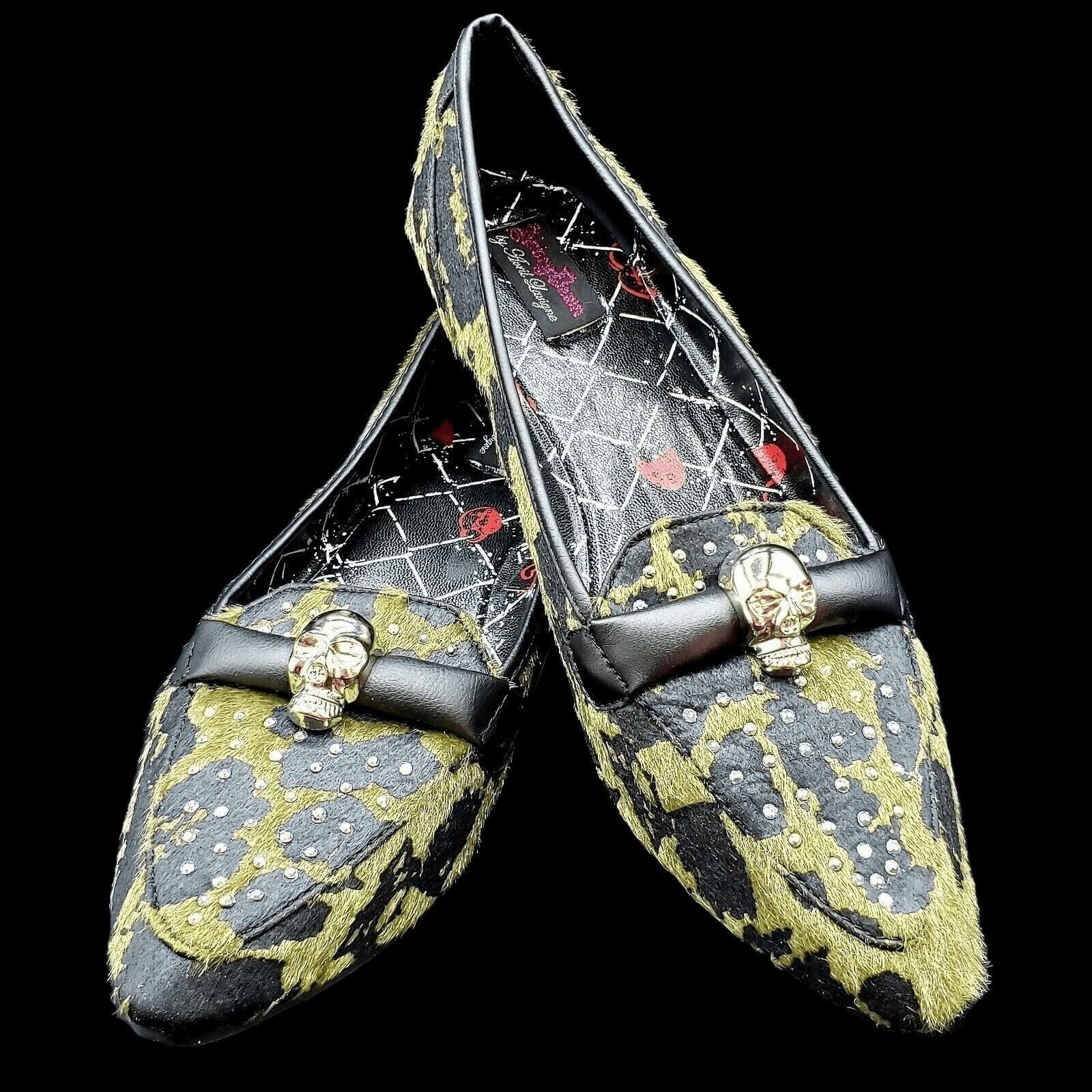Abbey Dawn by Avril Lavigne Silver Skull Accents Shoes 9 Black Rebel Yell Flats