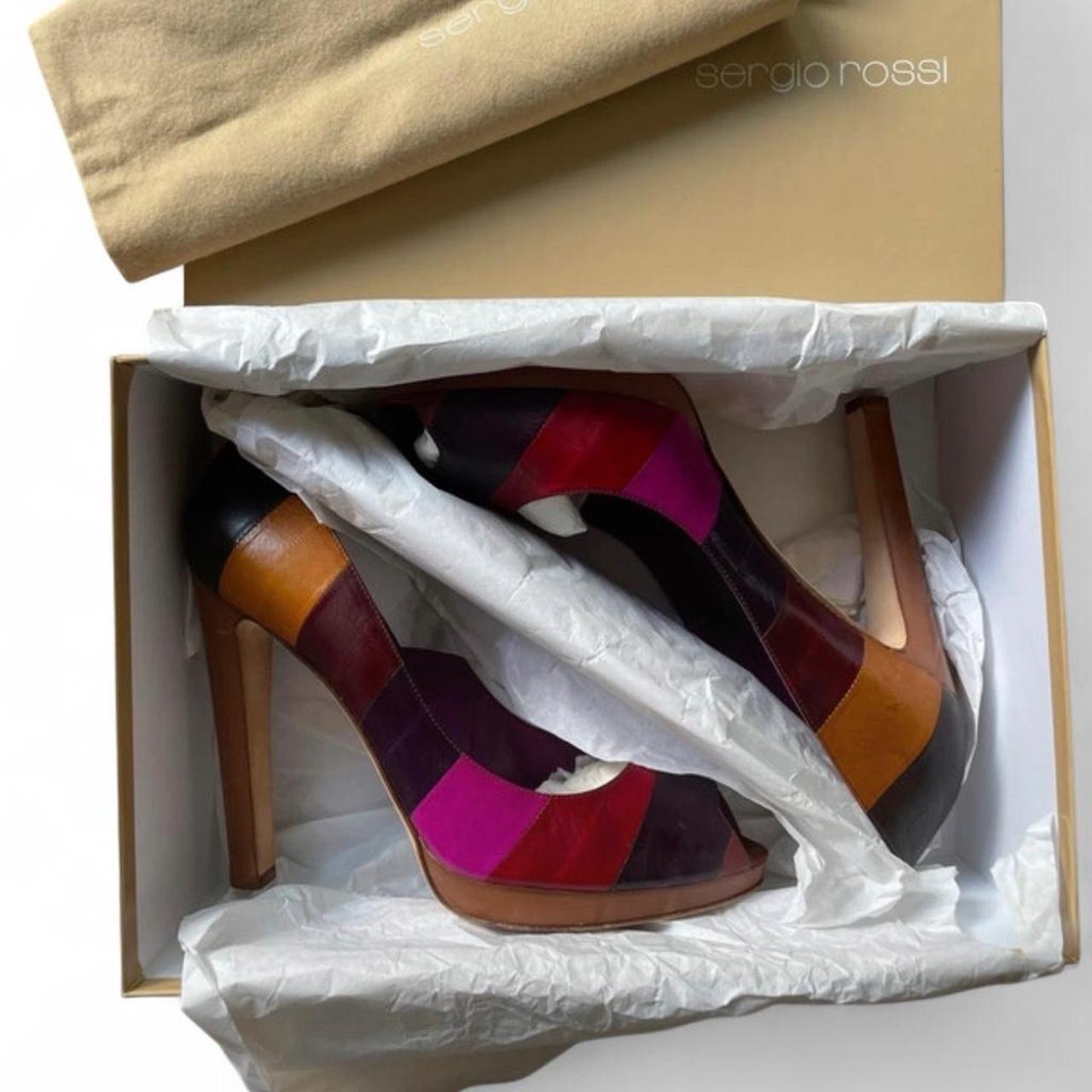 Sergio Rossi Eel Skin Multi Color Peep Toe Platform High Heels EU 41