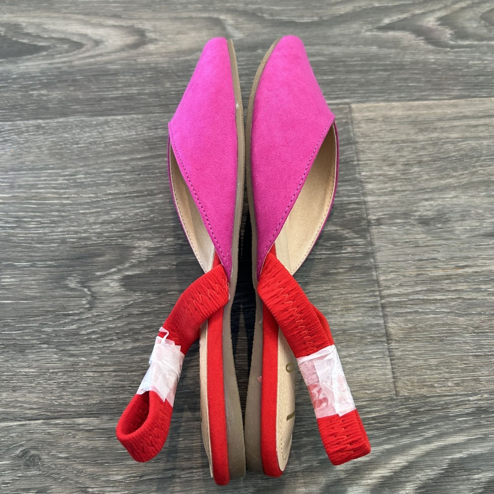NEW Lulus Size 7 Mae Fuchsia Pink Red Suede Pointed Toe Slingback Flats Slip On