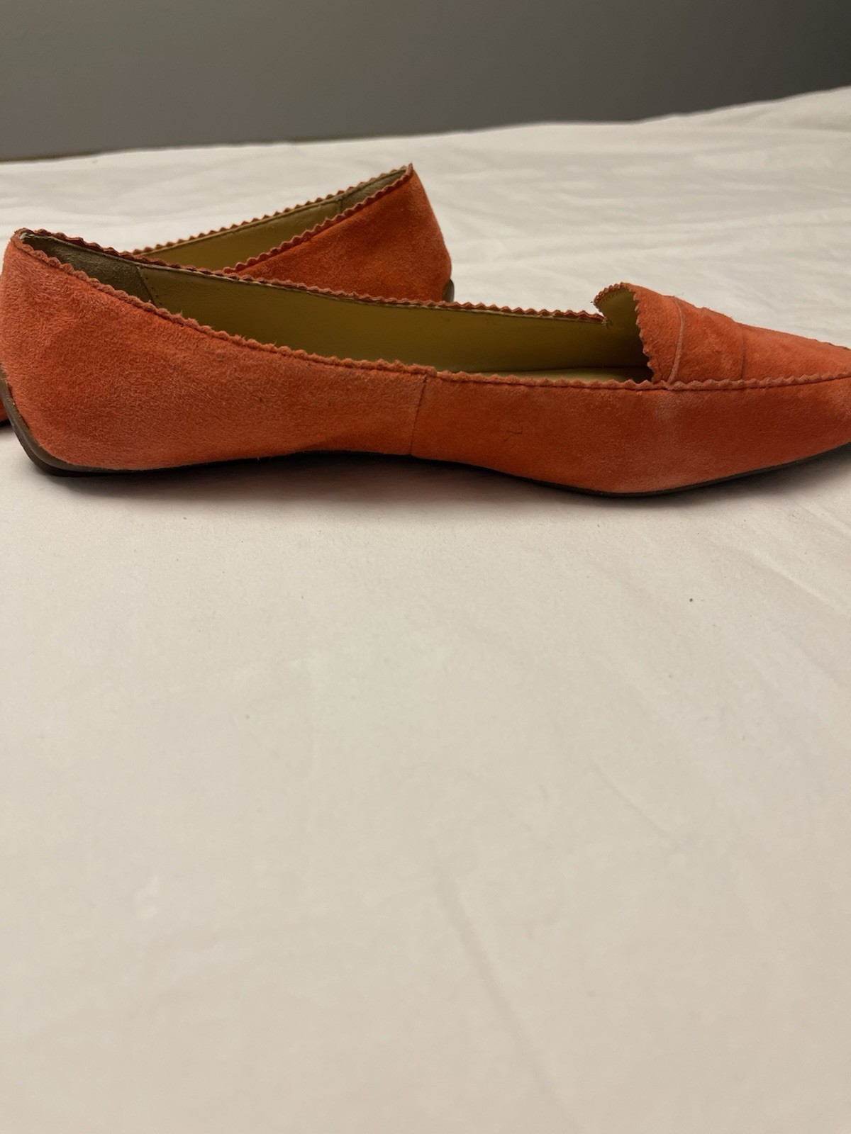 Talbots Francesca Suede Driving Flats Moccasins 7.5 Coral Tangerine